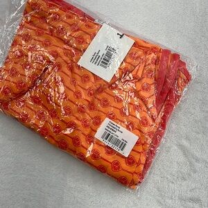 NWT Kickee Pants Bamboo Swaddle Baby Blanket Orange Nectarine Leaf Lattice‎